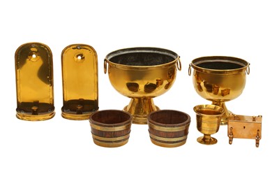 Lot 298 - A COLLECTION OF BRASS ITEMS, 19TH CENTURY