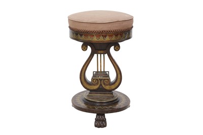 Lot 490 - A REGENCY PERIOD BRASS MOUNTED ROSEWOOD MUSIC STOOL