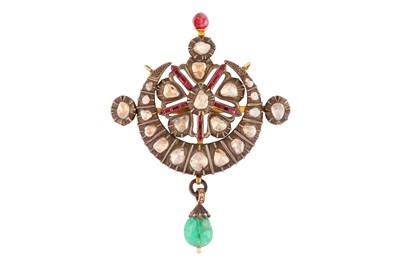 Lot 205 - A HEAVILY BEJEWELLED NAYA CHAND - NIYAM COMPOSITE PENDANT WITH DIAMONDS IN PACHCHIKAM SETTING
