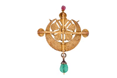Lot 205 - A HEAVILY BEJEWELLED NAYA CHAND - NIYAM COMPOSITE PENDANT WITH DIAMONDS IN PACHCHIKAM SETTING