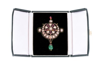 Lot 205 - A HEAVILY BEJEWELLED NAYA CHAND - NIYAM COMPOSITE PENDANT WITH DIAMONDS IN PACHCHIKAM SETTING