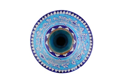 Lot 434 - A BLUE AND TURQUOISE-PAINTED MULTAN POTTERY HUQQA BASE