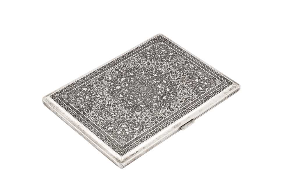 Lot 382 - A MID-20TH CENTURY PERSIAN (IRANIAN) SILVER CIGARETTE CASE