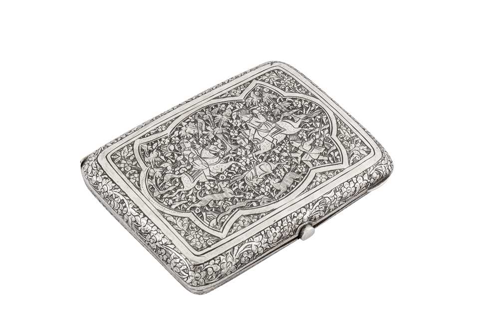 Lot 384 - AN EARLY 20TH CENTURY PERSIAN (IRANIAN) SILVER CIGARETTE CASE