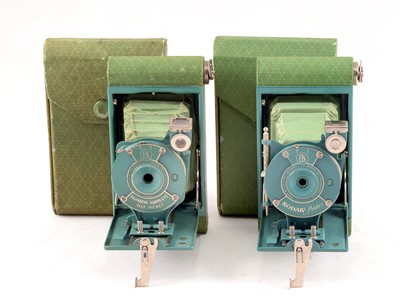 Lot 8 - Two Teal & Blue Folding Kodak Cameras.