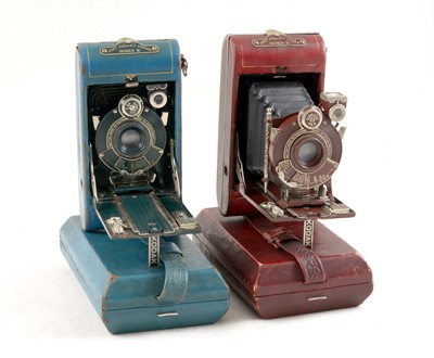 Lot 2 - Burgundy & Blue Vest Pocket Kodak Series III Camera Sets