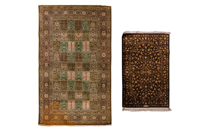 Lot 315 - AN EXTREMELY FINE TWO SILK QUM RUGS, CENTRAL PERSIA