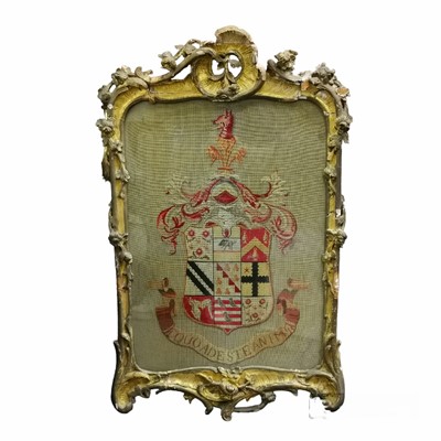 Lot 384 - A 19TH CENTURY NEEDLEWORK ARMORIAL