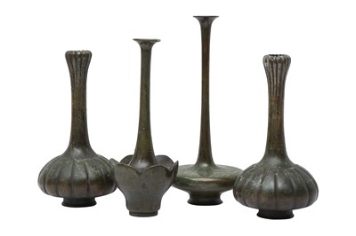 Lot 409 - FOUR JAPANESE BRONZE VASES