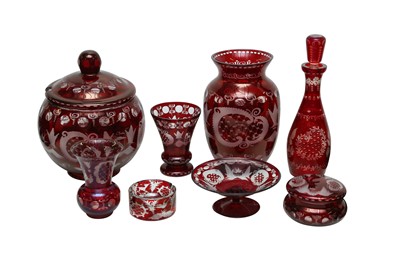 Lot 233 - A COLLECTION OF BOHEMIAN EGERMANN RUBY FLASH GLASSES