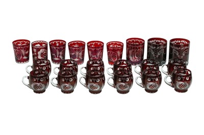 Lot 232 - A COLLECTION OF BOHEMIAN EGERMANN RUBY FLASH DRINKING GLASSES