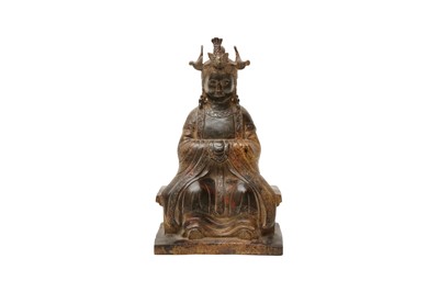 Lot 82 - A CHINESE GILT-BRONZE FIGURE OF A SEATED LADY