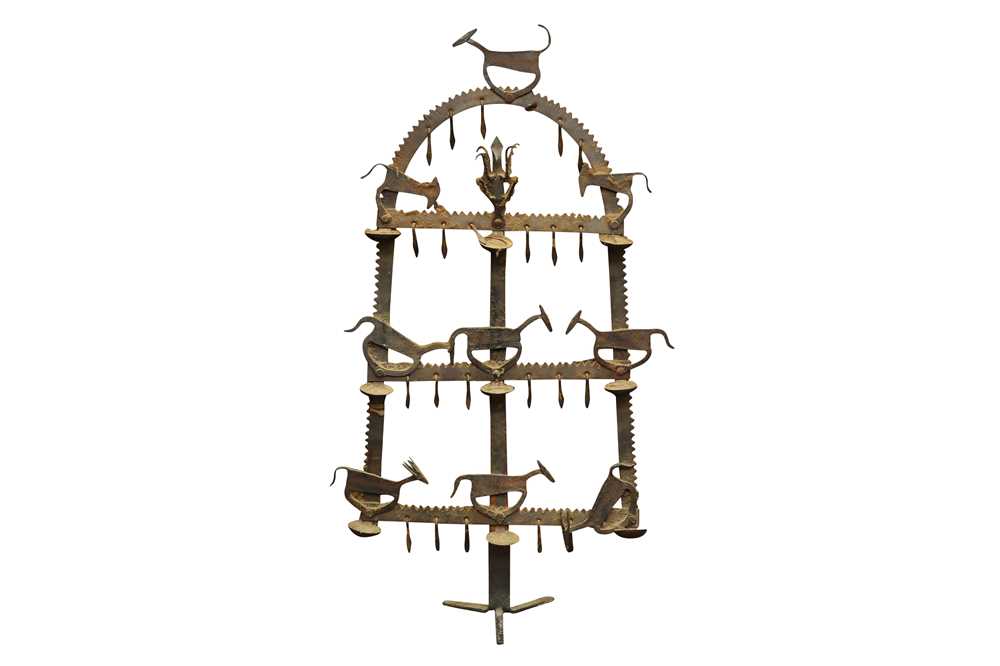 Lot 243 - A TRIBAL IRON TORAN DIWALI LAMP