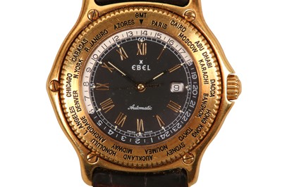 Lot 168 - A GENTS 18K GOLD EBEL VOYAGER GMT WORLD TIME AUTOMATIC WRISTWATCH