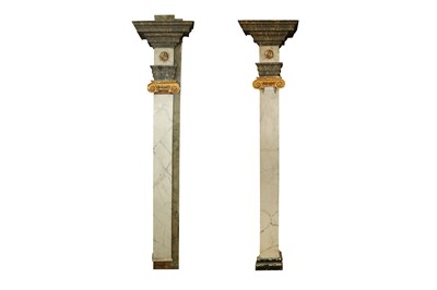 Lot 415 - A PAIR OF LARGE WOODEN PILASTERS