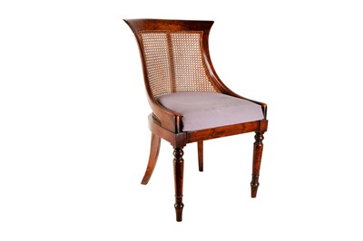 Lot 420 - A REGENCY PERIOD SIMULATED ROSEWOOD CANED TUB CHAIR