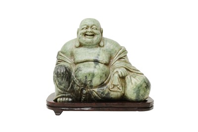 Lot 211 - A CHINESE HARDSTONE CARVING OF LAUGHING BUDDHA, 20TH CENTURY