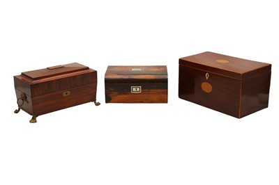Lot 273 - A GROUP OF THREE 19TH CENTURY CASKETS
