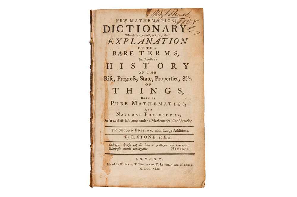 Lot 85 - Stone: A New Mathematical Dictionary, Second