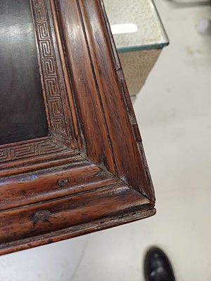 Lot 205 - λ A RARE CHINESE BONE AND IVORY-INLAID HONGMU AND ZITAN 'XIWANGMU' PANEL