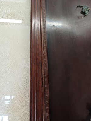 Lot 205 - λ A RARE CHINESE BONE AND IVORY-INLAID HONGMU AND ZITAN 'XIWANGMU' PANEL