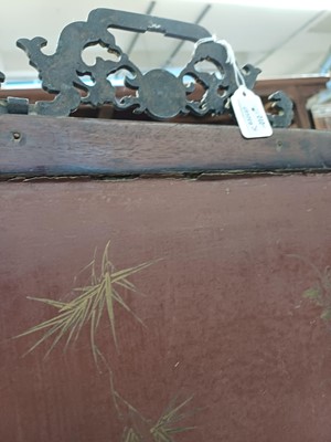 Lot 205 - λ A RARE CHINESE BONE AND IVORY-INLAID HONGMU AND ZITAN 'XIWANGMU' PANEL