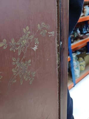 Lot 205 - λ A RARE CHINESE BONE AND IVORY-INLAID HONGMU AND ZITAN 'XIWANGMU' PANEL