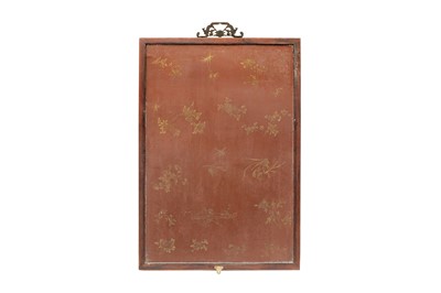 Lot 205 - λ A RARE CHINESE BONE AND IVORY-INLAID HONGMU AND ZITAN 'XIWANGMU' PANEL