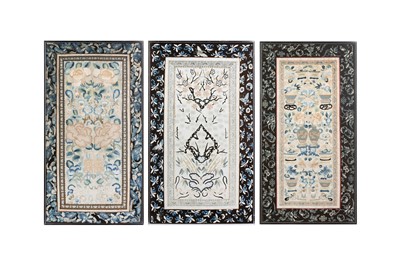 Lot 601 - THREE CHINESE SILK EMBROIDERIES