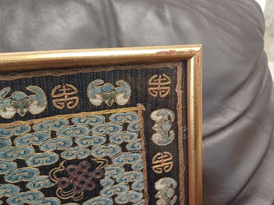Lot 218 - TWO CHINESE SILK EMBROIDERED RANK BADGES, BUZI