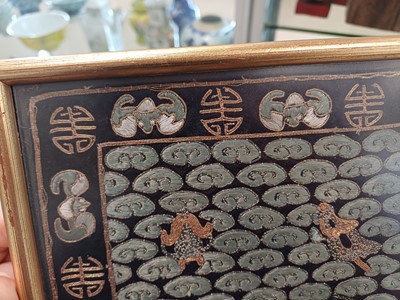 Lot 218 - TWO CHINESE SILK EMBROIDERED RANK BADGES, BUZI