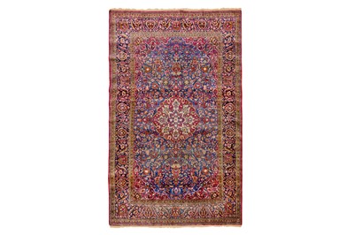 Lot 15 - A VERY FINE SILK KASHAN RUG, CENTRAL PERSIA