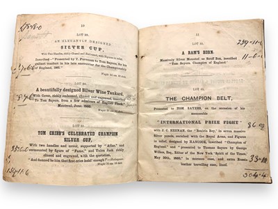 Lot 281 - Boxing.- Sayers (Tom) A catalogue of the whole of the valuable trophies, won by, and presented to the late Tom Sayers