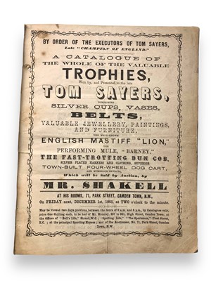 Lot 281 - Boxing.- Sayers (Tom) A catalogue of the whole of the valuable trophies, won by, and presented to the late Tom Sayers