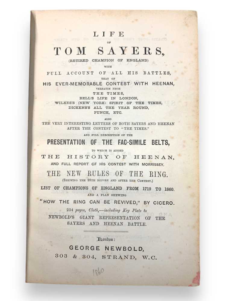George Newbold Lot 280 - Boxing.- Sayers (Tom)