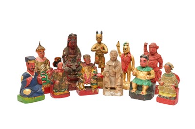Lot 606 - ELEVEN CHINESE WOOD FIGURES