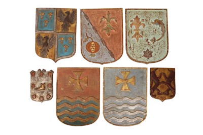 Lot 483 - A GROUP OF SEVEN HERALDIC SHIELDS