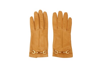 Lot 314 - Salvatore Ferragamo Tan Leather Horsebit Gloves - Size 7.5