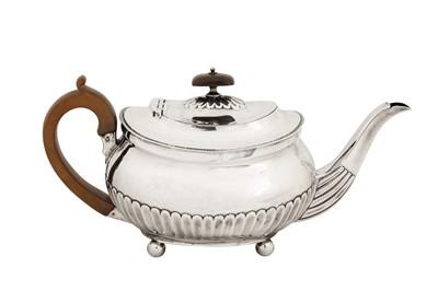 Lot 430 - A George III sterling silver teapot, London 1808 by Thomas Wallis II