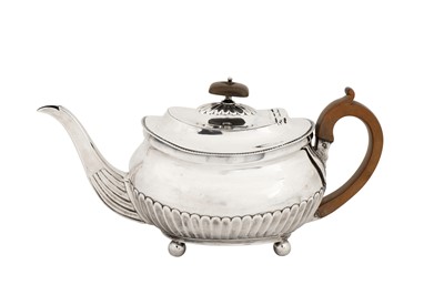 Lot 430 - A George III sterling silver teapot, London 1808 by Thomas Wallis II