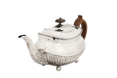 Lot 430 - A George III sterling silver teapot, London 1808 by Thomas Wallis II