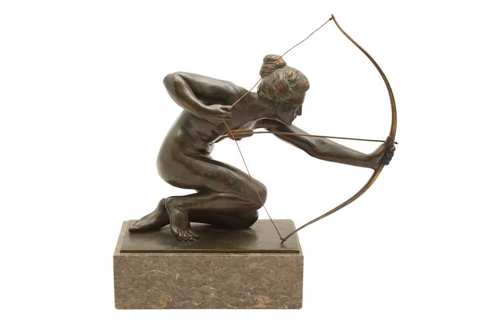 Lot 470 - RUDOLF HENN (GERMAN, 1880-1955), A PATINATED CAST BRONZE FIGURE OF DIANA