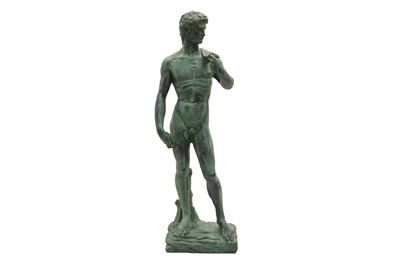 Lot 464 - AFTER MICHELANGELO; RECONSTITUTED STONE FIGURE OF DAVID, LATE 20TH CENTURY