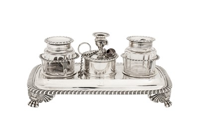 Lot 413 - A George III sterling silver inkstand or standish, London 1815 by Rebecca Emes and Edward Barnard