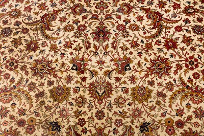 Lot 103 - AN EXTREMELY FINE LARGE SIGNED SILK QUM CARPET, CENTRAL PERSIA