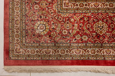 Lot 103 - AN EXTREMELY FINE LARGE SIGNED SILK QUM CARPET, CENTRAL PERSIA