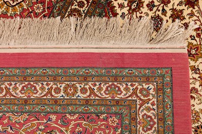 Lot 103 - AN EXTREMELY FINE LARGE SIGNED SILK QUM CARPET, CENTRAL PERSIA