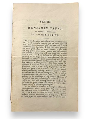 Lot 260 - Boxing & Christianity.- [Unrecorded Pamphlet] Austin (John Valentine, Rev.) A Letter to Benjamin Caunt, of Hucknall Torkard, on Prize Fighting