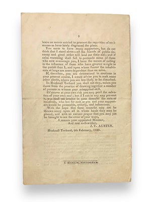 Lot 260 - Boxing & Christianity.- [Unrecorded Pamphlet] Austin (John Valentine, Rev.) A Letter to Benjamin Caunt, of Hucknall Torkard, on Prize Fighting