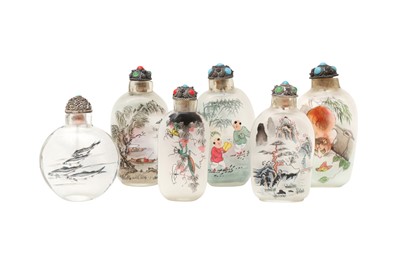 Lot 674 - SIX CHINESE INSIDE-PAINTED SNUFF BOTTLES